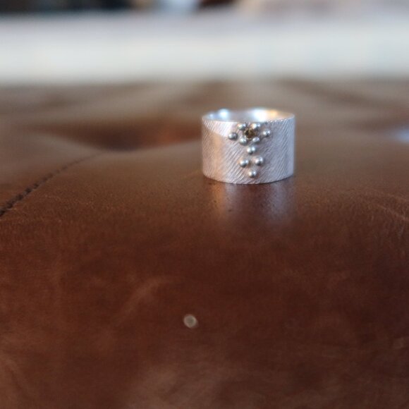 NWOT $400 Dahlia Kanner Sterling Silver & Cognac diamond bumpy ring with stone 6 - Picture 4 of 15